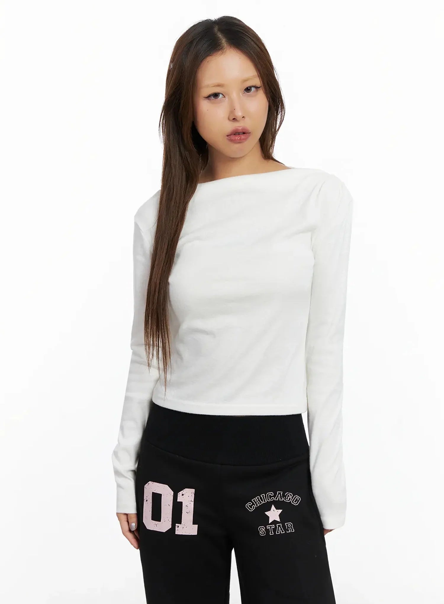 Shirred Boat Neck Top IN528