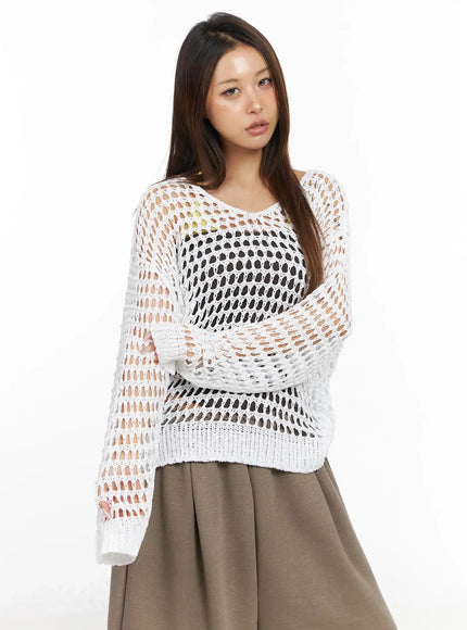 boho-chic-crochet-knit-top-ia527 / White