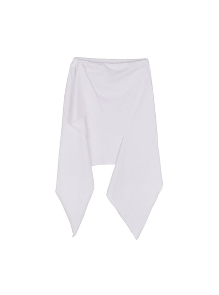 ruffle-asymmetric-flare-mini-skirt-iy502 / White