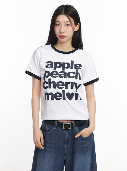 contrast-graphic-crop-top-iy529 / White