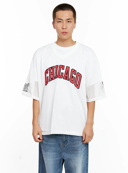 mens-chicago-mesh-v-neck-jersey-tee-ig511 / White