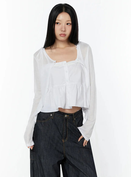 simple-round-neck-cardigan-iy526 / White
