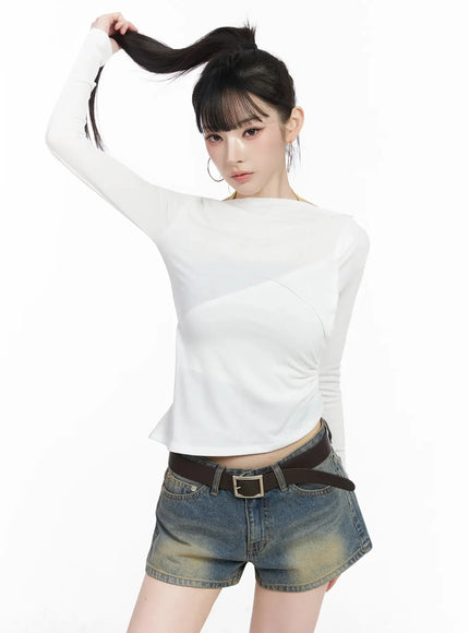 two-way-shirred-wrap-top-iy511 / White