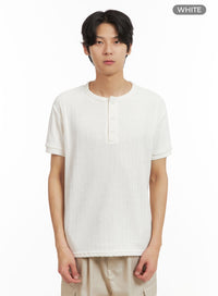 mens-velvet-striped-button-t-shirt-iy402 / White