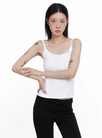 Lace Trim Tank Top IS508