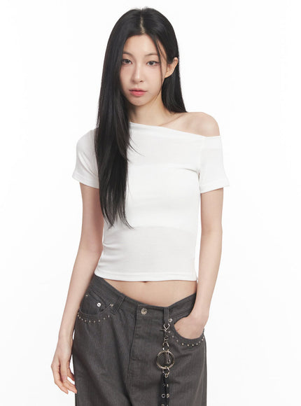 classic-one-shoulder-crop-top-iy516 / White