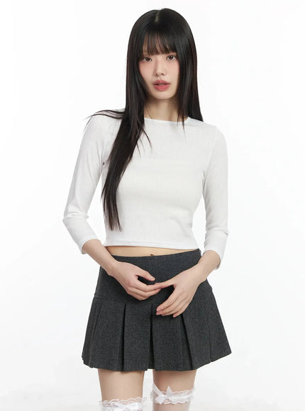 textured-3-4-sleeve-top-f516 / White