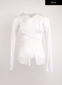 2pcs-solid-cami-top-cardigan-set-ij411 / White