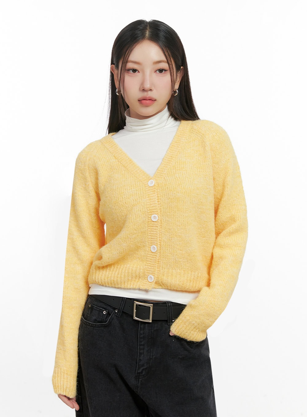 cozyknit-wool-blend-buttoned-cardigan-in415 / Yellow