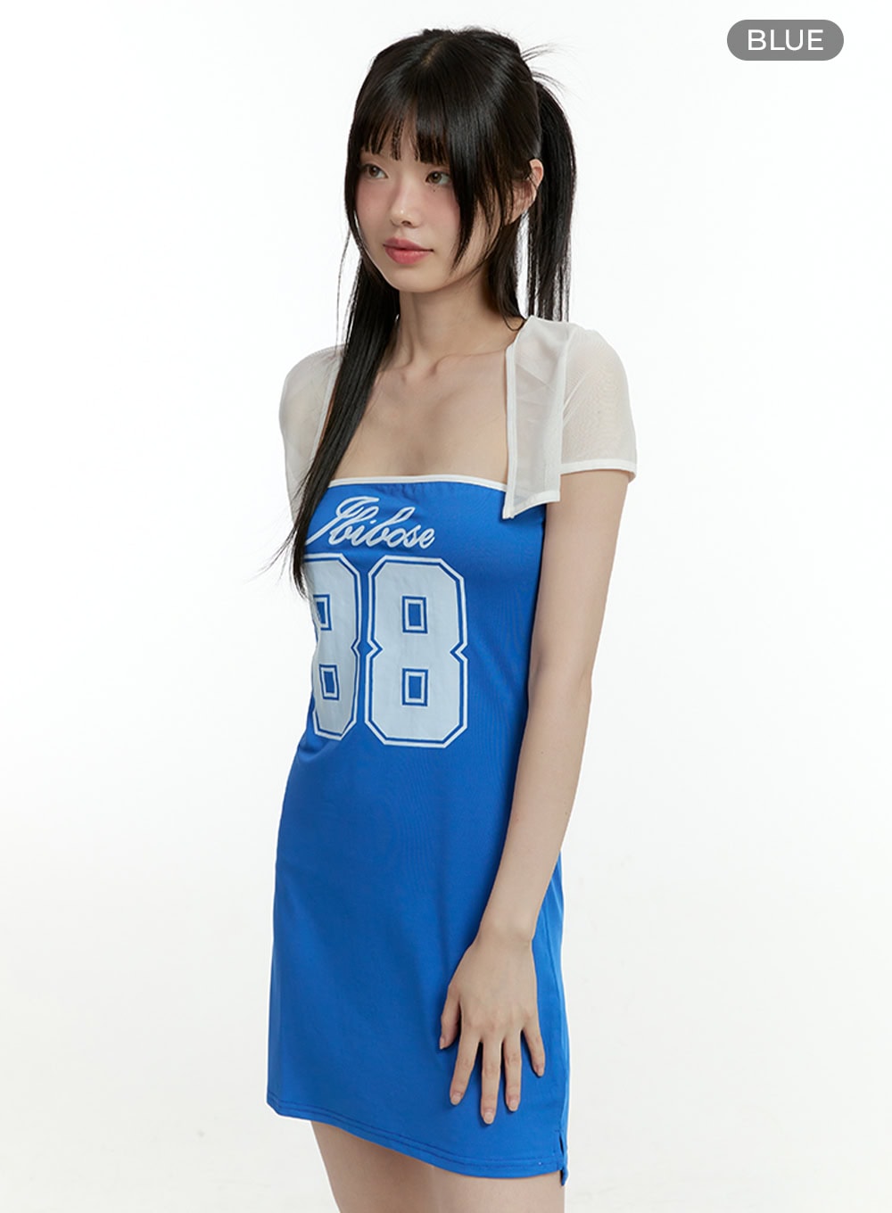 lettering-mini-dress-with-cardigan-cl426 / Blue