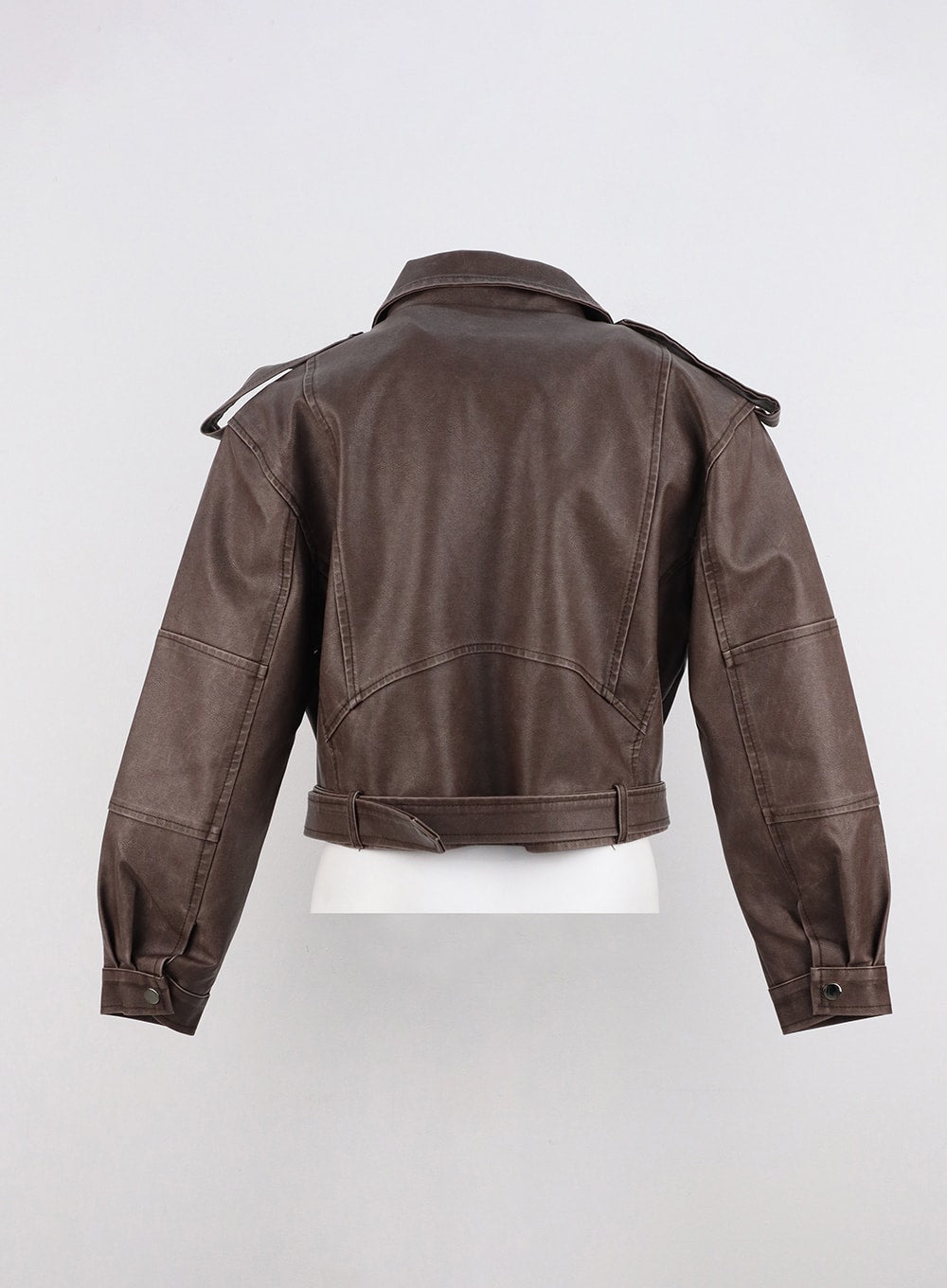 Zip-Up Washed Faux Leather Jacket IO320