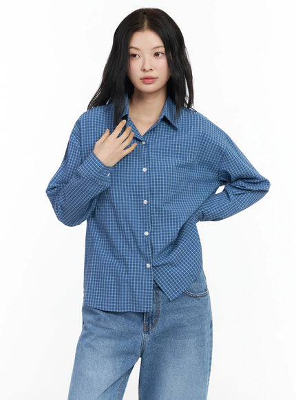 Cotton Check Button Shirt IM524