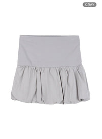 high-waist-nylon-balloon-mini-skirt-cl426 / Gray