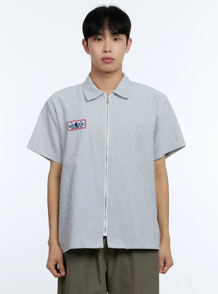 mens-pinstripe-short-sleeve-zip-shirt-ig519