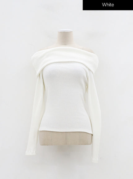 Ribbed Knit Off-Shoulder Top IJ318