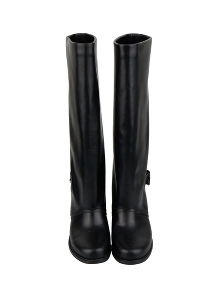 buckle-solid-faux-leather-knee-high-boots-ig405