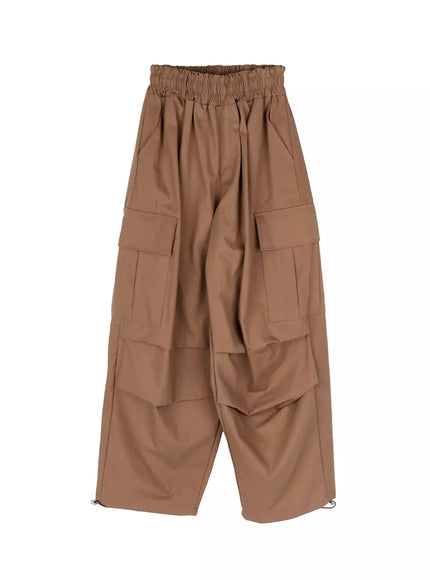 wide-leg-parachute-cargo-pants-iy526 / Beige
