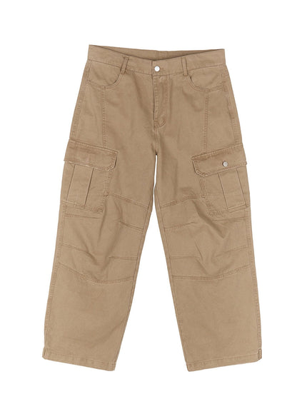 mens-wide-fit-cargo-pants-iu512 / Beige