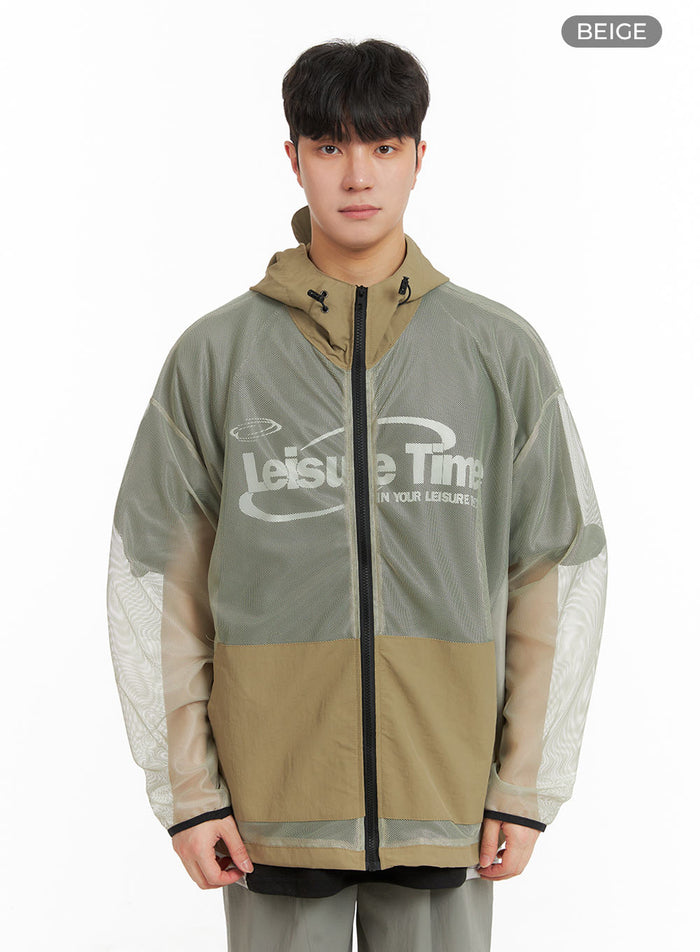 mens-activewear-mesh-hoodie-jacket-ia402 / Beige