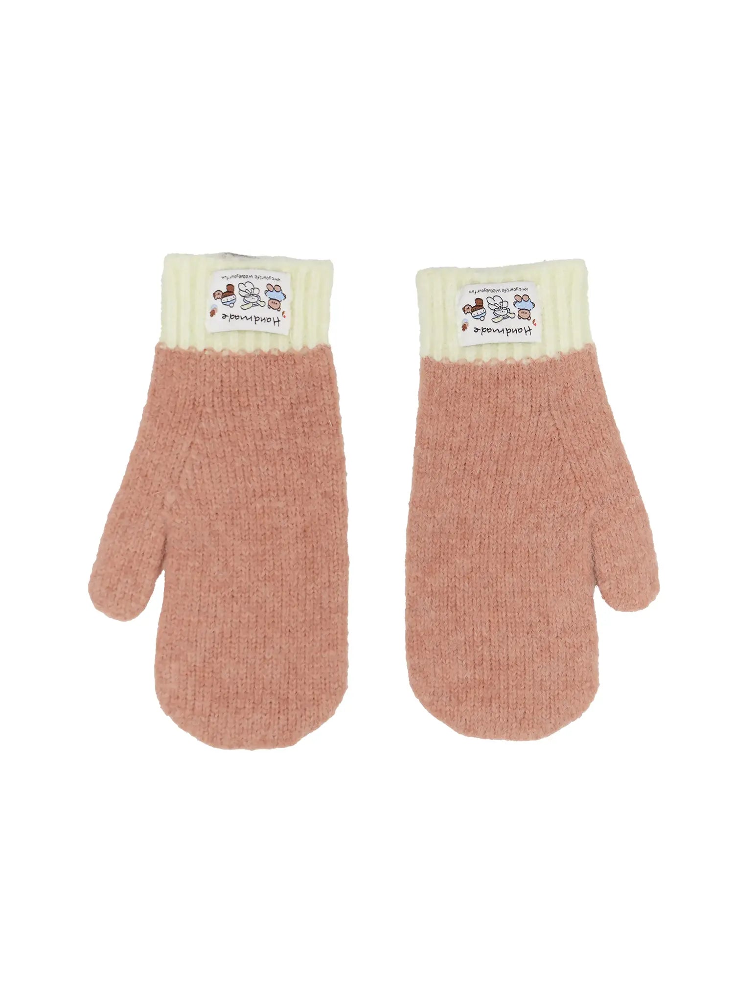 two-tone-doll-patch-mittens-in510 / Beige