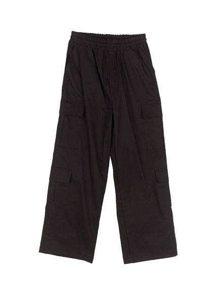 cargo-baggy-windbreaker-pants-iy502 / Black