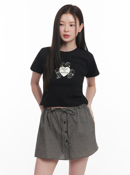 angel-graphic-crop-top-iy513 / Black