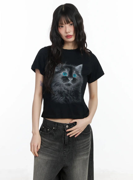 graphic-print-tee-if505 / Black