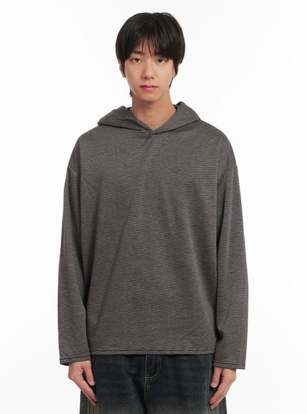 mens-classic-thin-stripe-hoodie-ia510 / Black