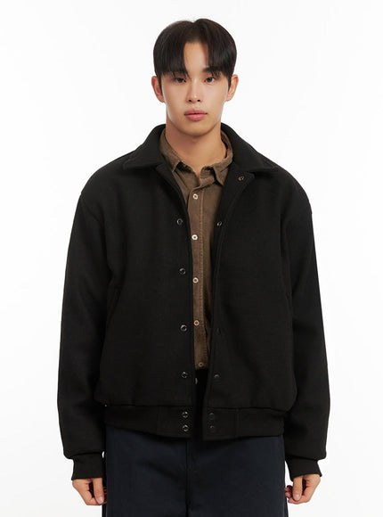 mens-solid-collar-wool-jumper-id413 / Black