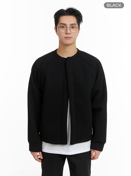 mens-textured-knit-cardigan-ia401 / Black