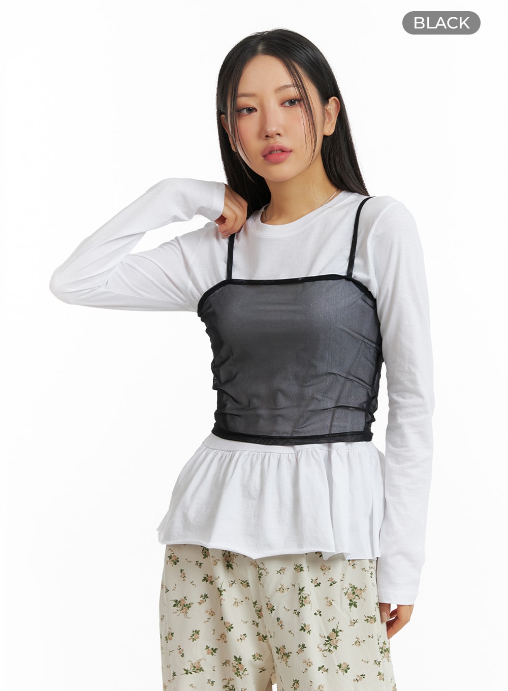 sheer-crop-cami-top-im404 / Black