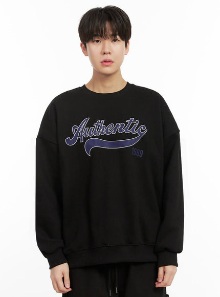 mens-graphic-cotton-crew-neck-ij517 / Black