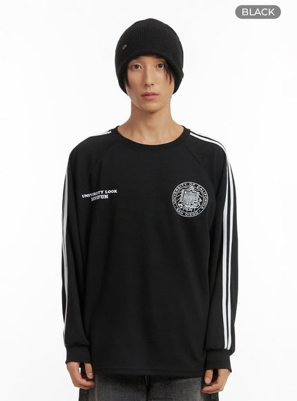 mens-striped-logo-shirt-io417 / Black