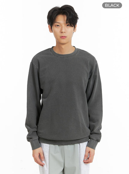 mens-washed-crewneck-sweatshirt-ia401 / Black