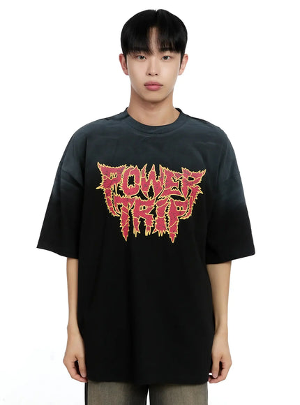 mens-oversized-text-graphic-t-shirt-ig520 / Black