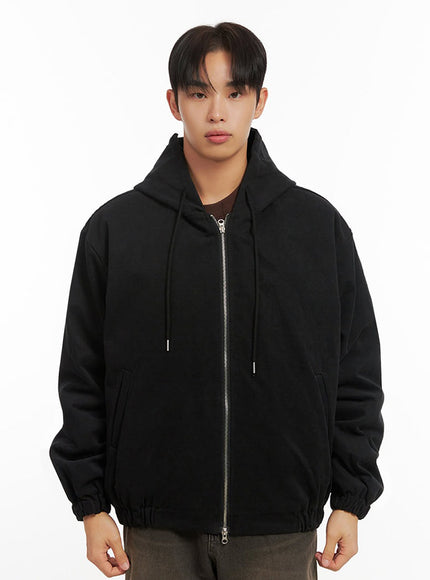 mens-cotton-hooded-zip-up-jumper-id413 / Black