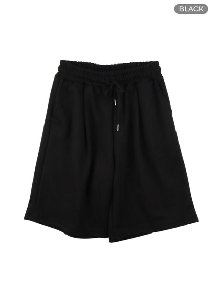 mens-loungewear-cotton-jogger-shorts-ia401 / Black