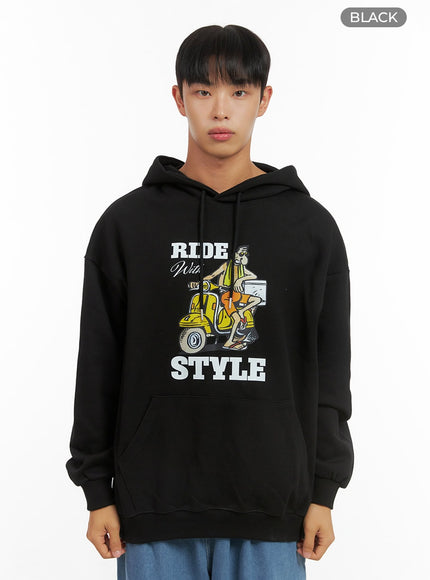 mens-graphic-hooded-sweatshirt-is419 / Black