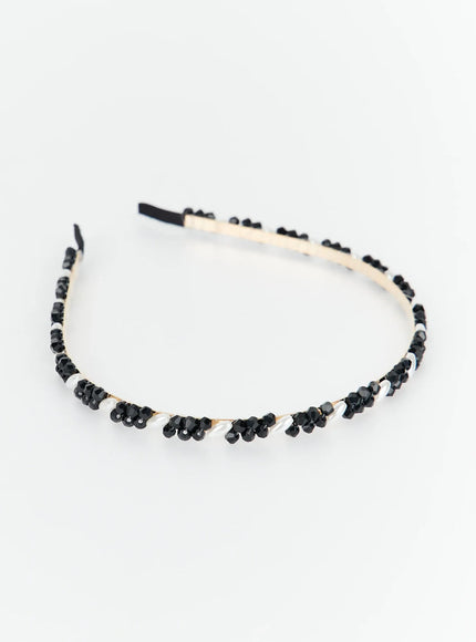 pearl-cubic-beaded-hairband-iy511 / Black