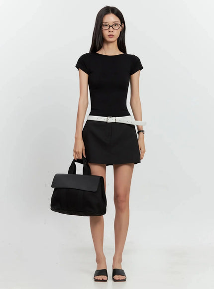 Round Neck Short-Sleeve Top IL528