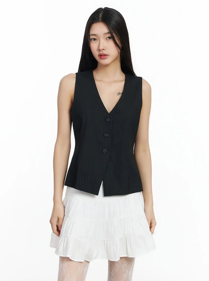 striped-sleeveless-vest-im530 / Black