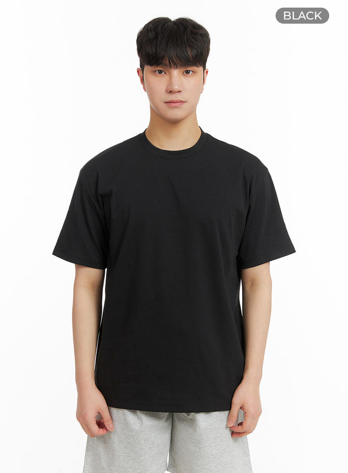 mens-basic-cotton-round-neck-t-shirt-ia402 / Black