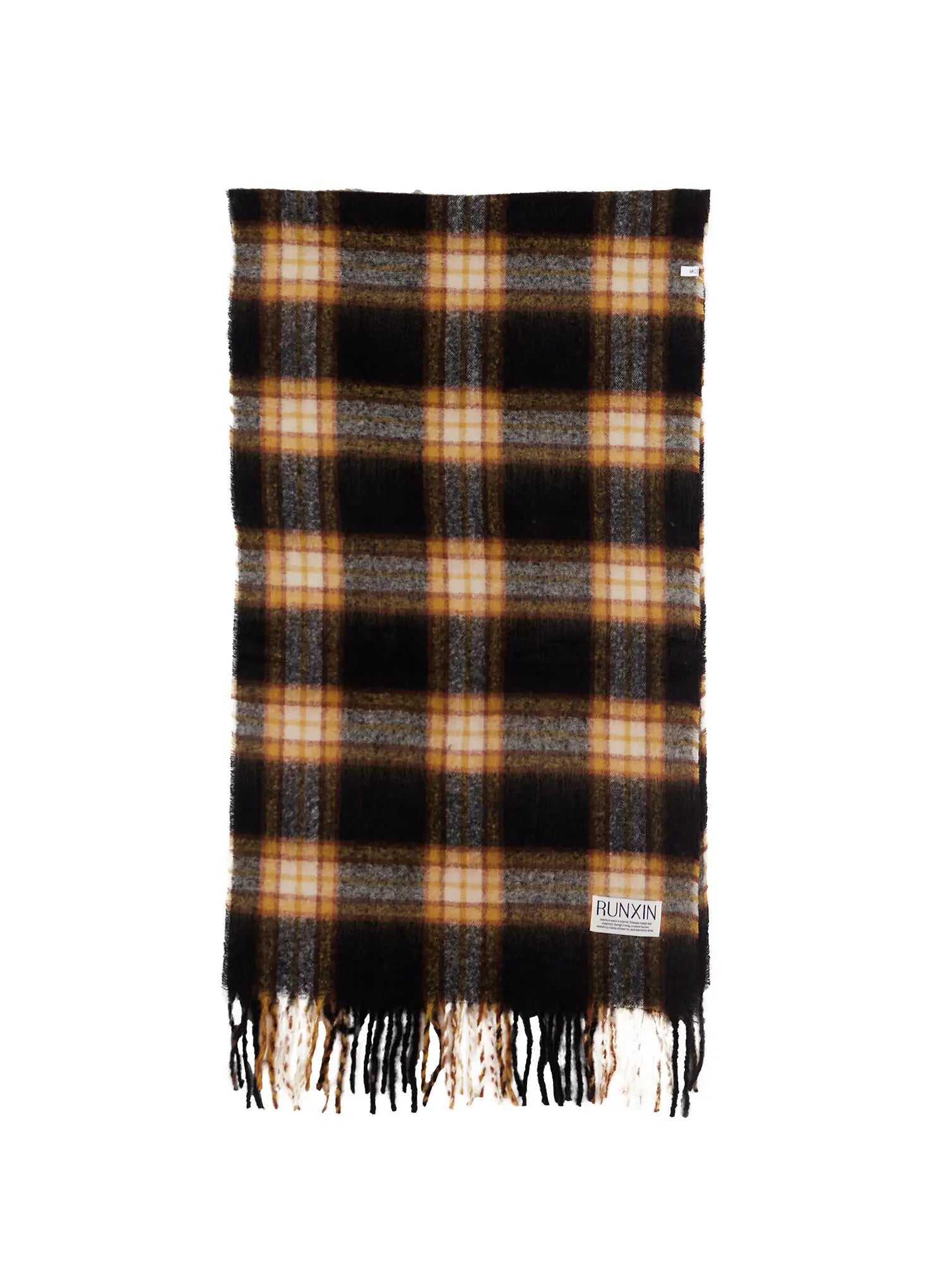 winter-tartan-checkered-scarf-in510 / Black