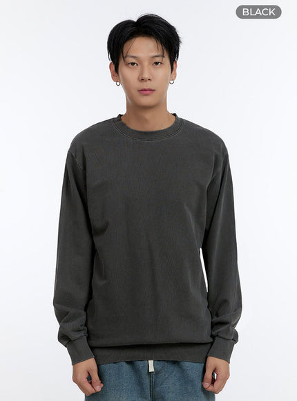 mens-relaxed-fit-long-sleeve-sweatshirt-io428 / Black