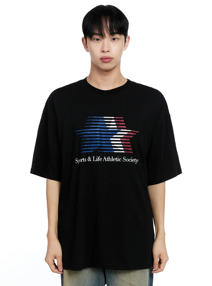 mens-oversized-star-graphic-t-shirt-ig520 / Black