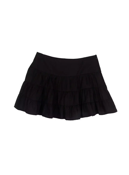 boho-chic-ruffle-layered-skirt-im530 / Black