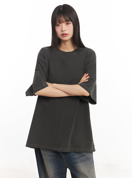 essential-cotton-canvas-oversize-t-shirt-iy502 / Black