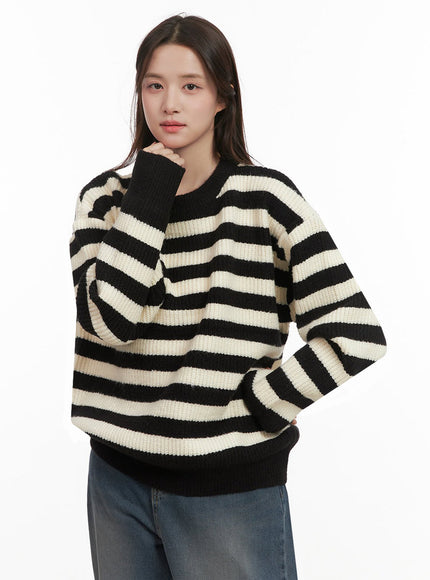 Cozy Striped Oversized Sweater IJ510