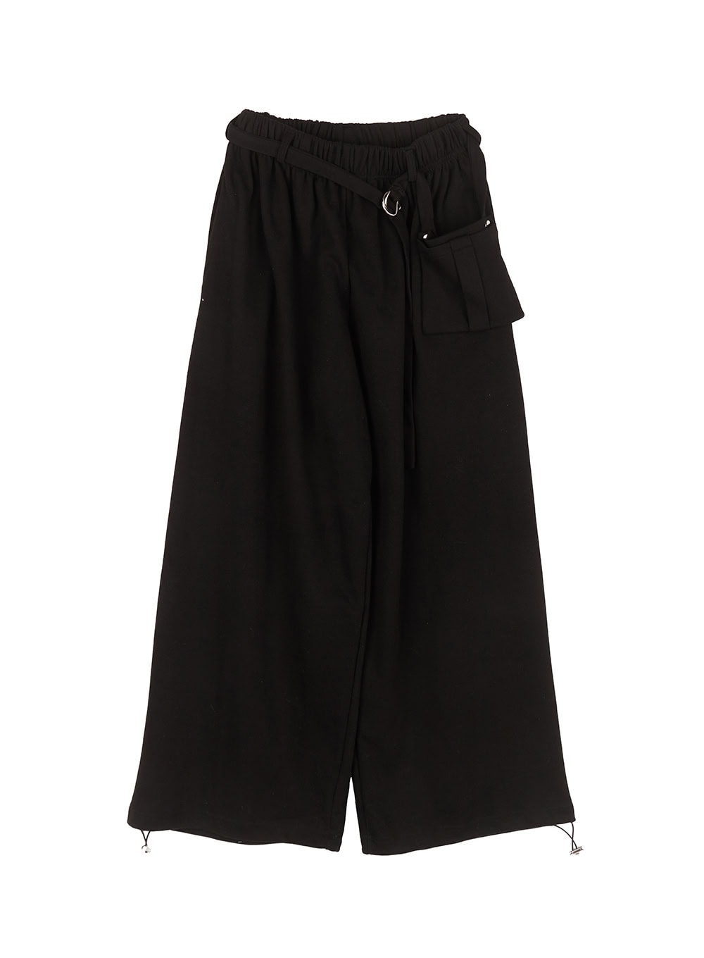 pintuck-belt-wide-leg-sweatpants-im528 / Black