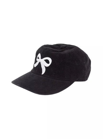 embroidered-bow-camp-cap-id526 / Black